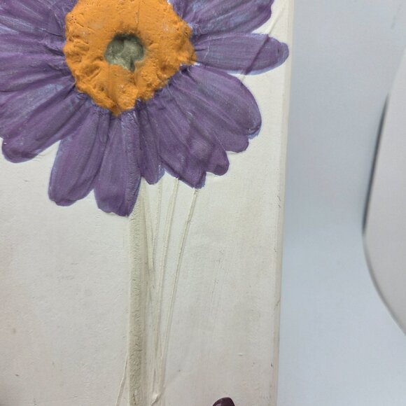 Purple Gerber Daisy Stoneware Clay Art Hand Painted Tile Susan Robertson Pottery - Picture 6 of 12